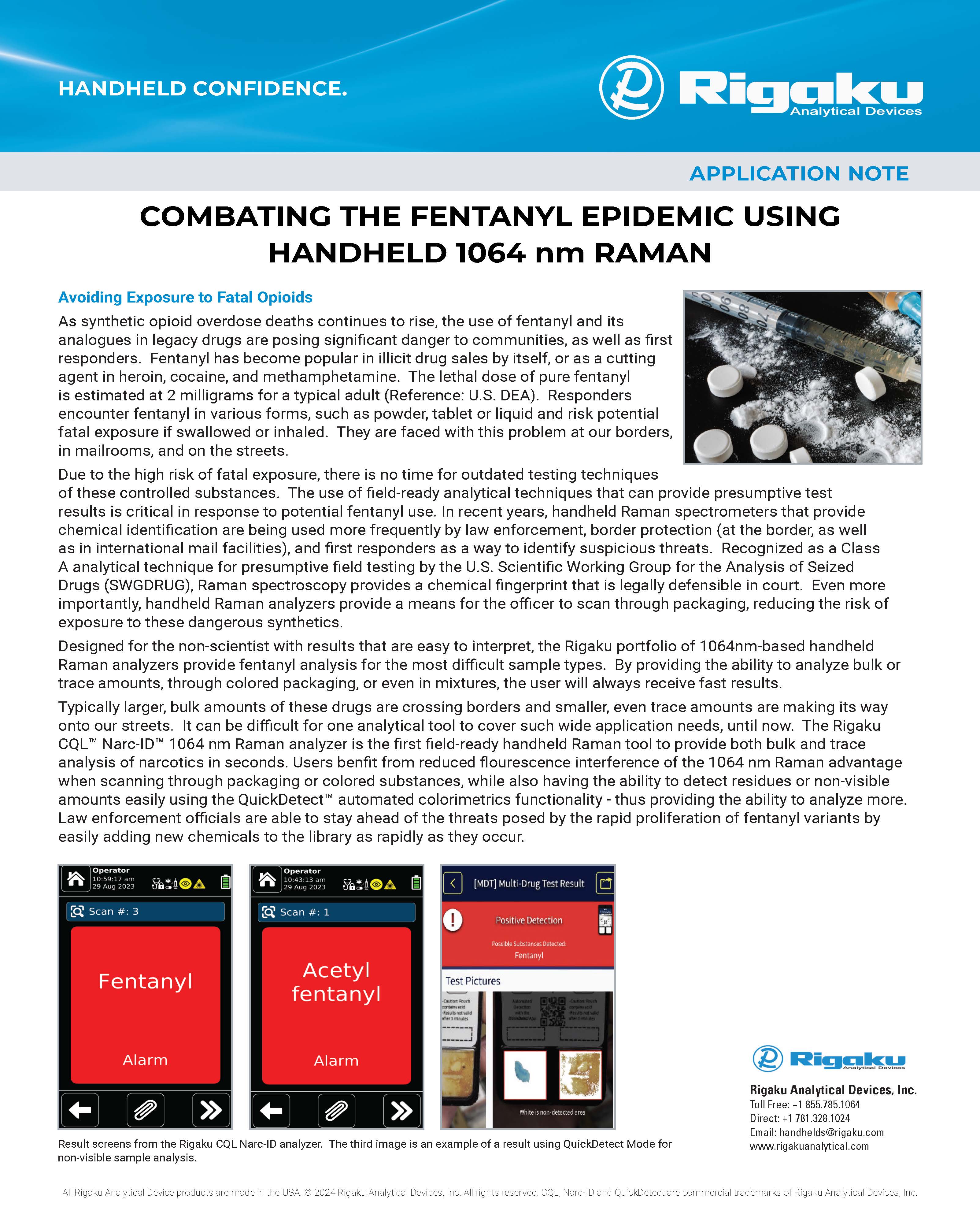 Combatting the Fentanyl Epidemic using Handheld 1064 nm Raman