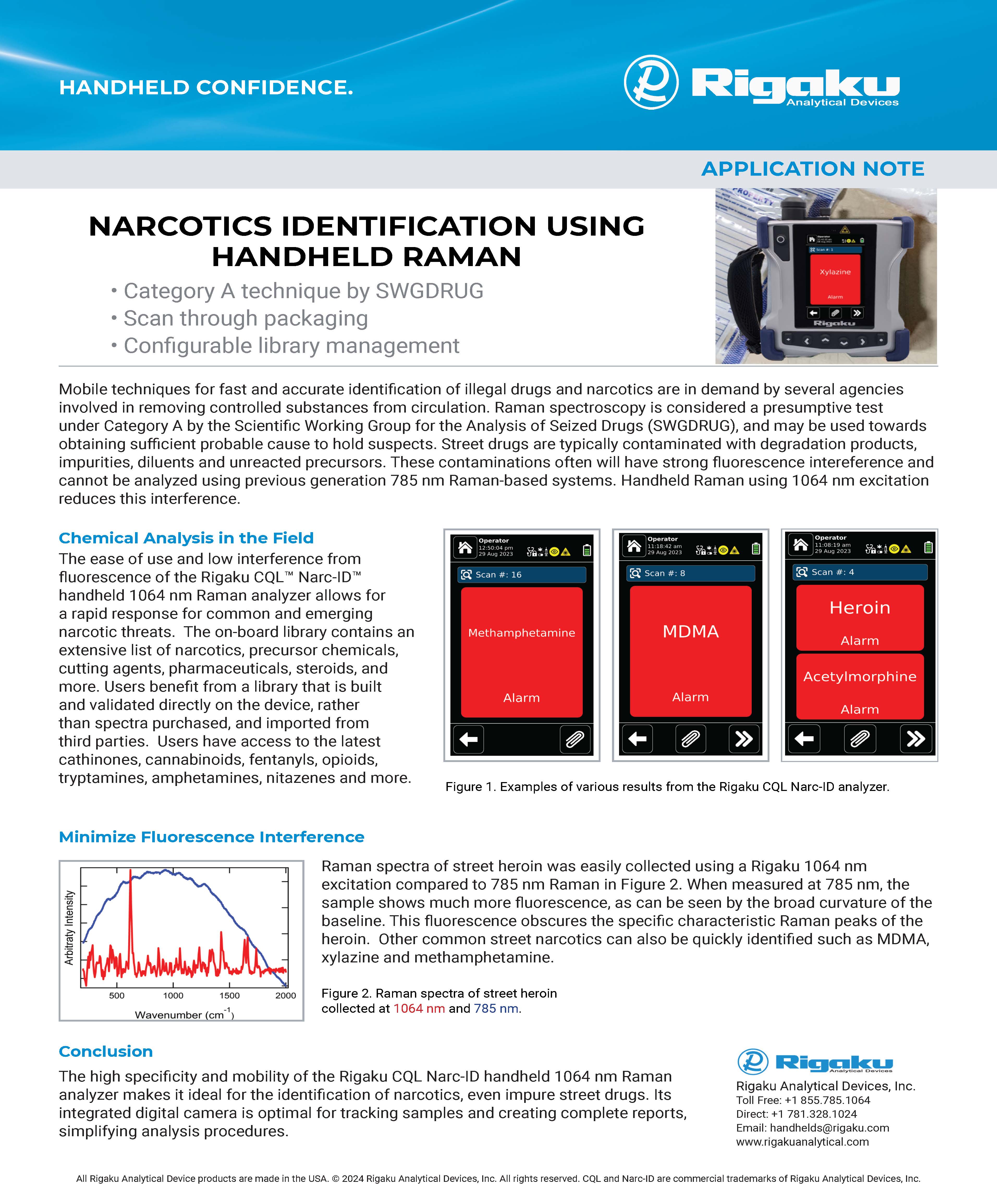Narcotics Identification using Rigaku CQL Narc-ID Handheld Raman