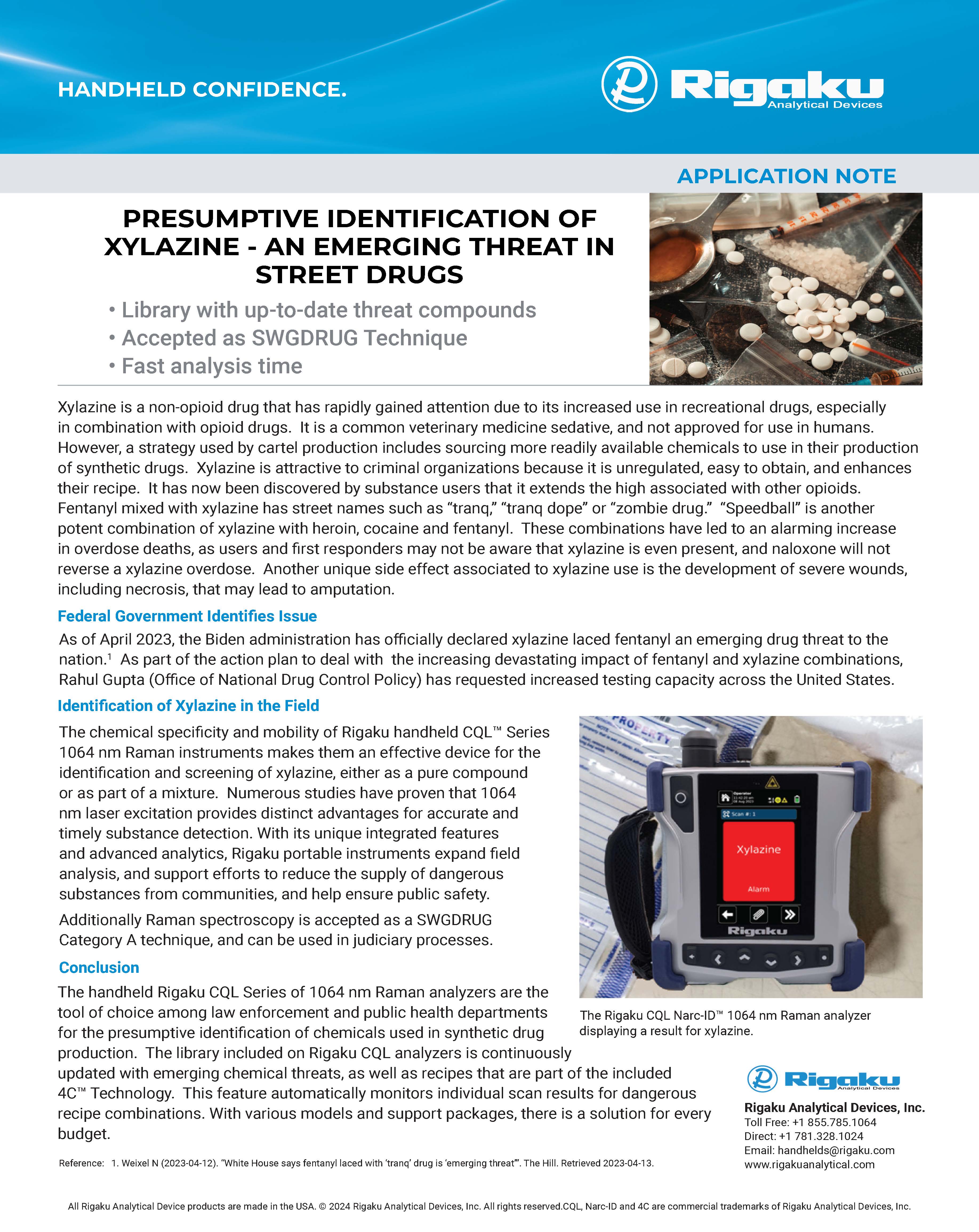 Presumptive Identification of Xylazine - an Emerging Threat in Street Drugs