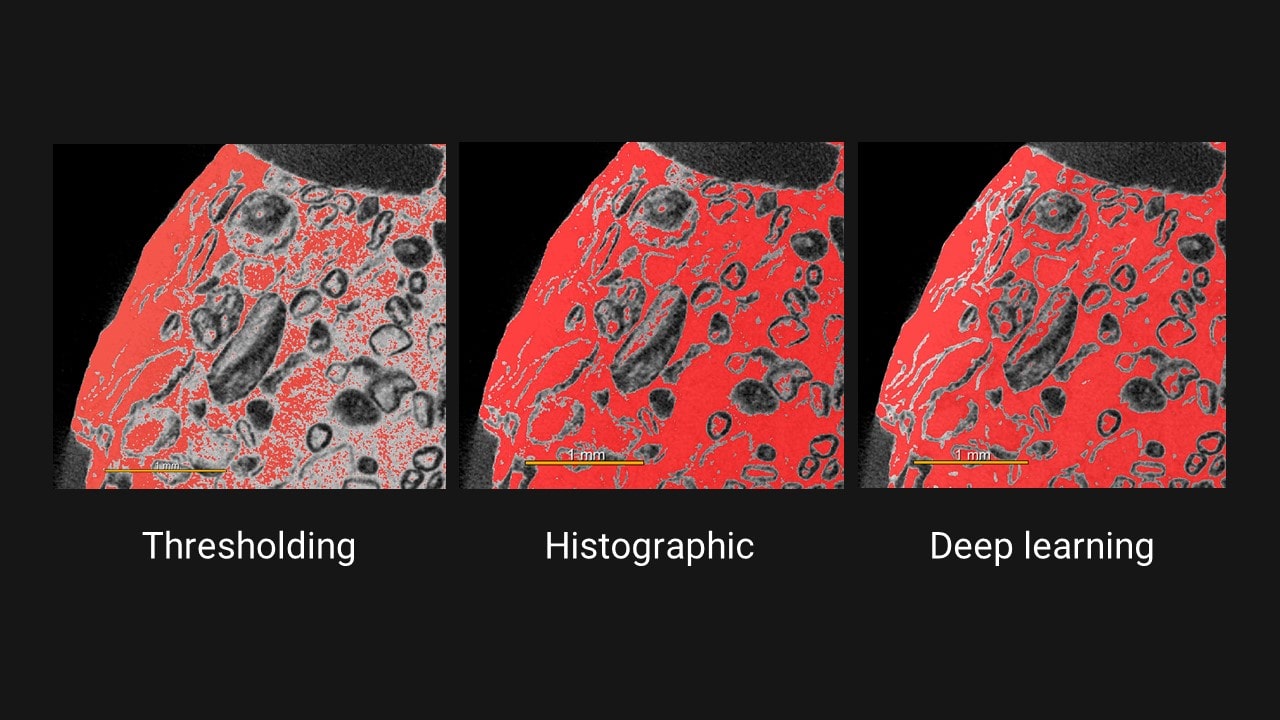 Carbonate porosity analysis by X-ray CT - Segmentation comparison