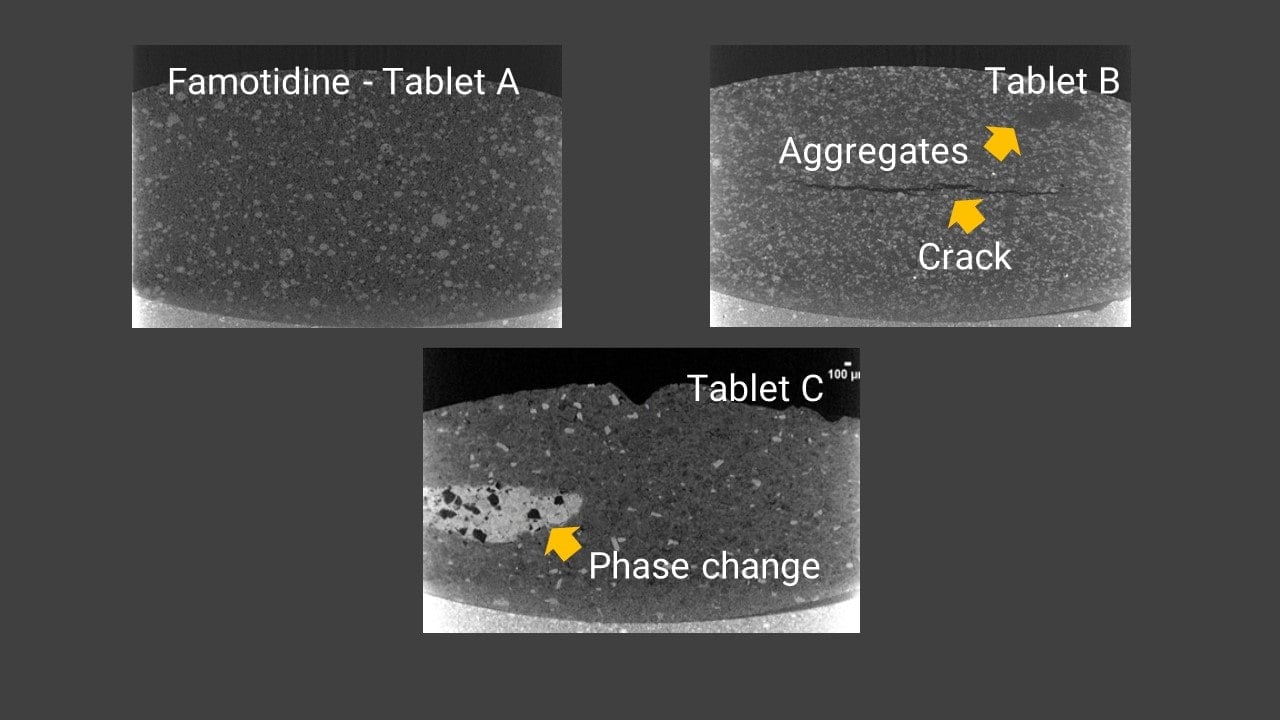 Famotidine Tablet Comparison by X-ray CT